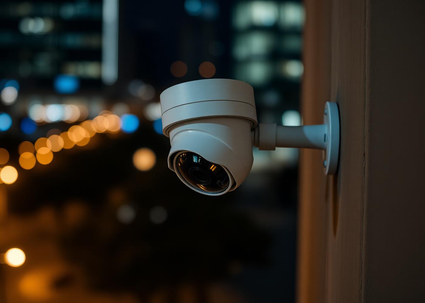 Câmera de monitoramento de alta resolução instalada em fachada