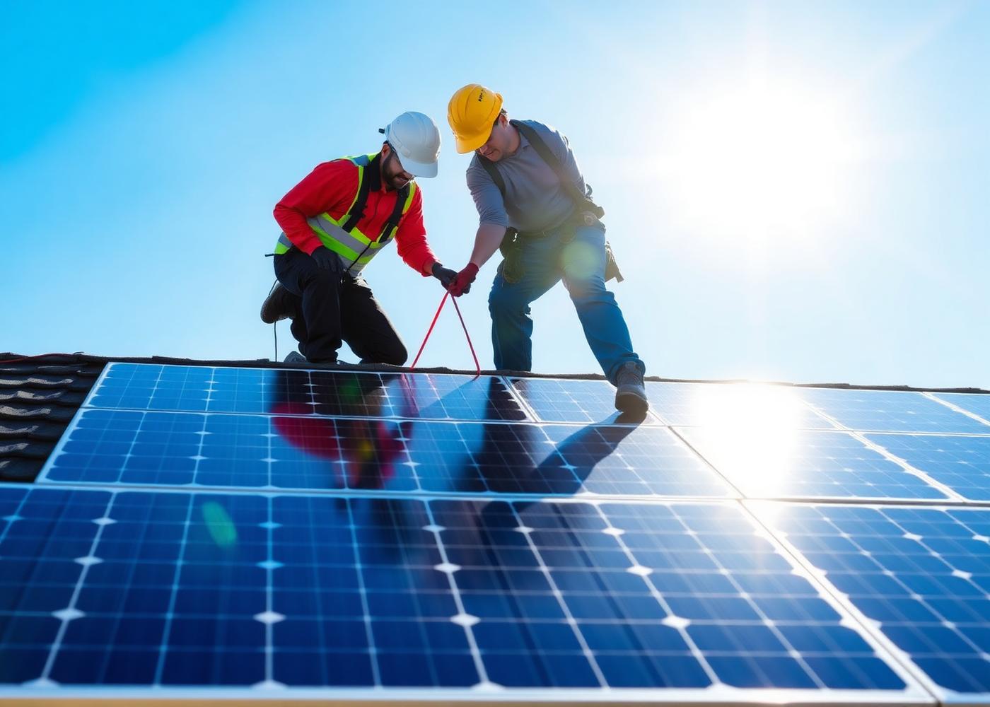Instalação de sistema fotovoltaico em telhado